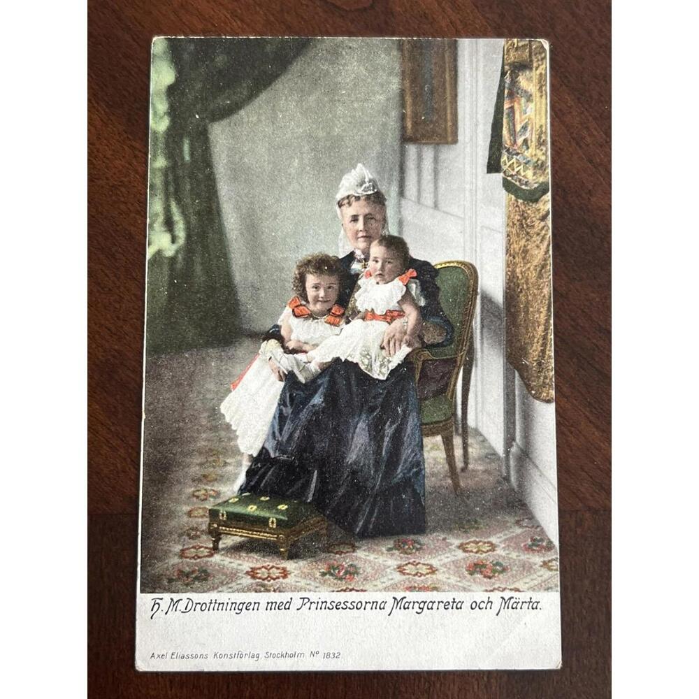 1905 Queen Sophia Sweden Granddaughters Princess Margareta & Martha Postcard